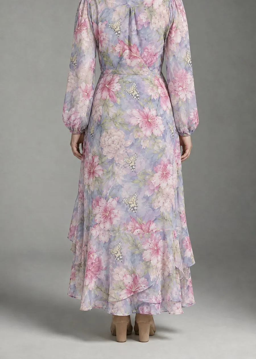 Lavender Blush lavender floral wrap maxi dress, view 6
