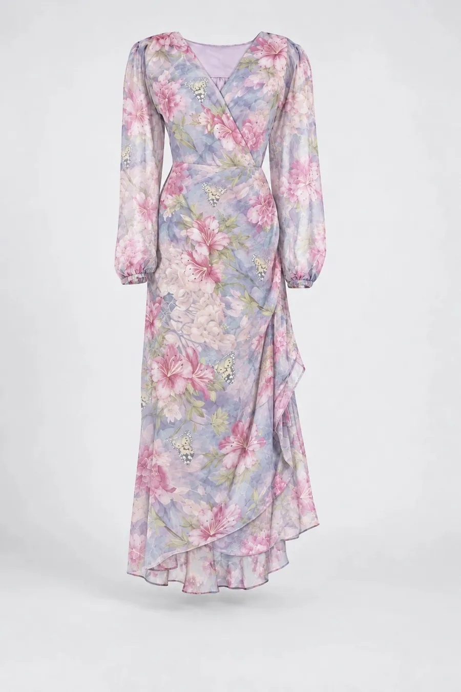 Lavender Blush lavender floral wrap maxi dress, view 8